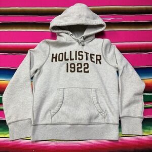 Vintage‎ Y2K Hollister Hoodie Men's S Grey Pullover Spellout Puff Print Surf